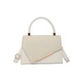 Bolso trapezoidal blanco elegante con solapa texturizada y detalles dorados - Blanco Roto