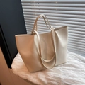 Minimalist off-white large capacity tote bag for women commuting with slender straps - White