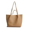 Minimalist large capacity camel tote bag with dual shoulder straps for daily commuting - Khaki
