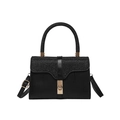 Elegant black handbag with glitter flap, golden lock, and top handle for women - Black