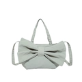 Elegante borsa a mano in nylon con grande fiocco e tracolla in grigio-verde chiaro - Verde