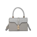 Chic grey PU leather crossbody bag with silver glitter flap and gold metal twist lock - Silver