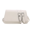 Bolso bandolera cuadrado blanco minimalista de cuero sintético con hebilla y cadena - Blanco