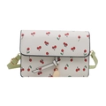 Borsa a tracolla con stampa ciliegie bianco crema e cinturino verde con ciondolo oro - Verde