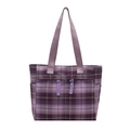 Borsa tote in tela a quadri viola minimalista per il pendolarismo quotidiano e il lavoro - Viola