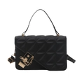 Borsa trapuntata nera con catena dorata e chiusura metallica alla moda - Nero