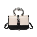 Fashionable bi-color crossbody bag with unique liquid metal silver handle and chic design - Black and White