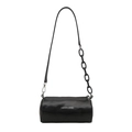 Borsa a tracolla cilindrica nera con catena e logo FASHION & BAGS stampato di tendenza - Nero