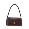 Classic burgundy baguette underarm bag with gold metal buckle on white background - Burgundy