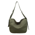 Bolso bandolera verde militar de gran capacidad en nailon suave con diseño minimalista - Verde