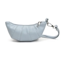 Bolso bandolera azul claro en forma de croissant con textura acolchada y cremallera - Azul