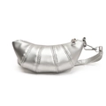 Bolso croissant plateado en piel sintética metalizada con diseño acolchado y cremallera - Plateado