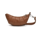 Mini bolso de hombro marrón estilo croissant en cuero sintético con cremallera plateada - Marrón