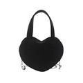 Chic black heart-shaped crossbody bag with silver chain strap and top handle - Black