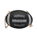 Creative black rugby shaped crossbody bag with gold chain and lychee grain texture - Black