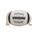 Creative black and white rugby shaped crossbody bag with gold metal chain strap - White