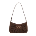 Brown leopard print baguette bag with golden bow buckle and slim shoulder strap - Brown