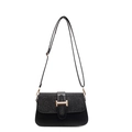 Borsa a tracolla nera alla moda con fibbia a H dorata e paillettes sulla patta frontale - Nero