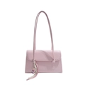 Pink minimalist faux leather shoulder bag with decorative wavy stitching and tassel - With Pendant / Pink