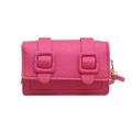 Mini rose pink crossbody bag featuring dual buckle straps and woven texture surface - Rose Pink