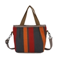 Striped knit tote bag with red, orange and grey vertical patterns and crossbody strap - Red Orange Dark Grey Striped (Model 4)