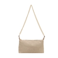 Beigefarbene Strandtasche aus Stroh mit goldener Kette für Sommer und Urlaub - Khaki