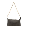 Moderne gewebte Umhängetasche in Schwarz und Grau mit eleganter goldener Kette - Schwarz