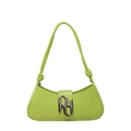 Chic lime green baguette shoulder bag with knot detail and silver geometric logo buckle - Green