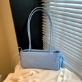 Chic Korean style light blue underarm shoulder bag with minimalist design for women - No Pendant / Blue