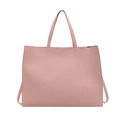 Sac fourre-tout minimaliste en cuir rose avec logo embossé et grande capacité de rangement - TOTE BAG Style Relief / Rose