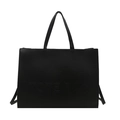 Grand sac cabas noir mat minimaliste avec texte embossé pour femme élégante et chic - TOTE BAG Style Relief / Noir