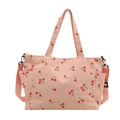 Borsa tote in velluto a coste rosa con stampa ciliegia e tracolla rimovibile - Rosa