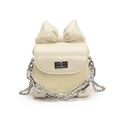 Bolso de cadena blanco crema con textura tejida y detalle de lazo decorativo - Blanco / Pequeño