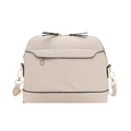 Borsa a tracolla beige con trama intrecciata e cerniera dorata con nappina decorativa - Bianco