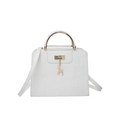 Piccola borsa quadrata bianca con trama a coccodrillo e ciondolo a forma di cervo - Bianco