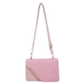 Pink crossbody bag for women with gold trim diagonal metal edge and chain strap - Pink