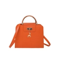 Borsa arancione con motivo coccodrillo, manico in metallo dorato e ciondolo a forma di cervo - Arancione