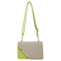 Luxury green and cream woven crossbody bag with diagonal flap and gold trim design - Green