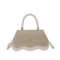Color-block crossbody bag with wave edges and gold logo hardware in a minimalist style - Off White