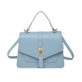 Bolso de mano azul claro minimalista para mujer con cierre dorado y solapa de sobre - Azul