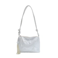 White butterfly embroidery shoulder bag with decorative tassel and elegant crossbody strap - With Ornament / White