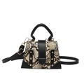 Snake skin pattern crossbody bag with black handles and gold stud embellishments - Khaki
