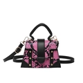 Pink snakeskin pattern small crossbody bag with gold rivets and top handle strap - Rose Red
