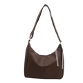 Borsa hobo marrone scuro grande capacità con dettaglio nastro in pizzo bianco - Marrone