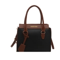 Fashion contrast color crossbody bag with black lychee leather and brown handles - Black