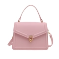 Pink PU leather crossbody handbag with envelope flap and gold interlocking buckle - Pink