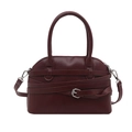 Retro burgundy bowling bag with silver grommets and straps for summer commute style - Red