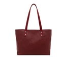 Borsa tote intrecciata bordeaux retrò con grande capacità e dettagli in rivetti argento - Rosso
