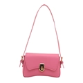 Pink minimalist crossbody bag with vintage gold clasp and sleek hourglass-shaped base - Rose Pink