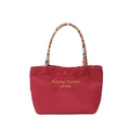 Borsa tote rossa con manici intrecciati arcobaleno e chiusura con bottone a pressione - Rosso